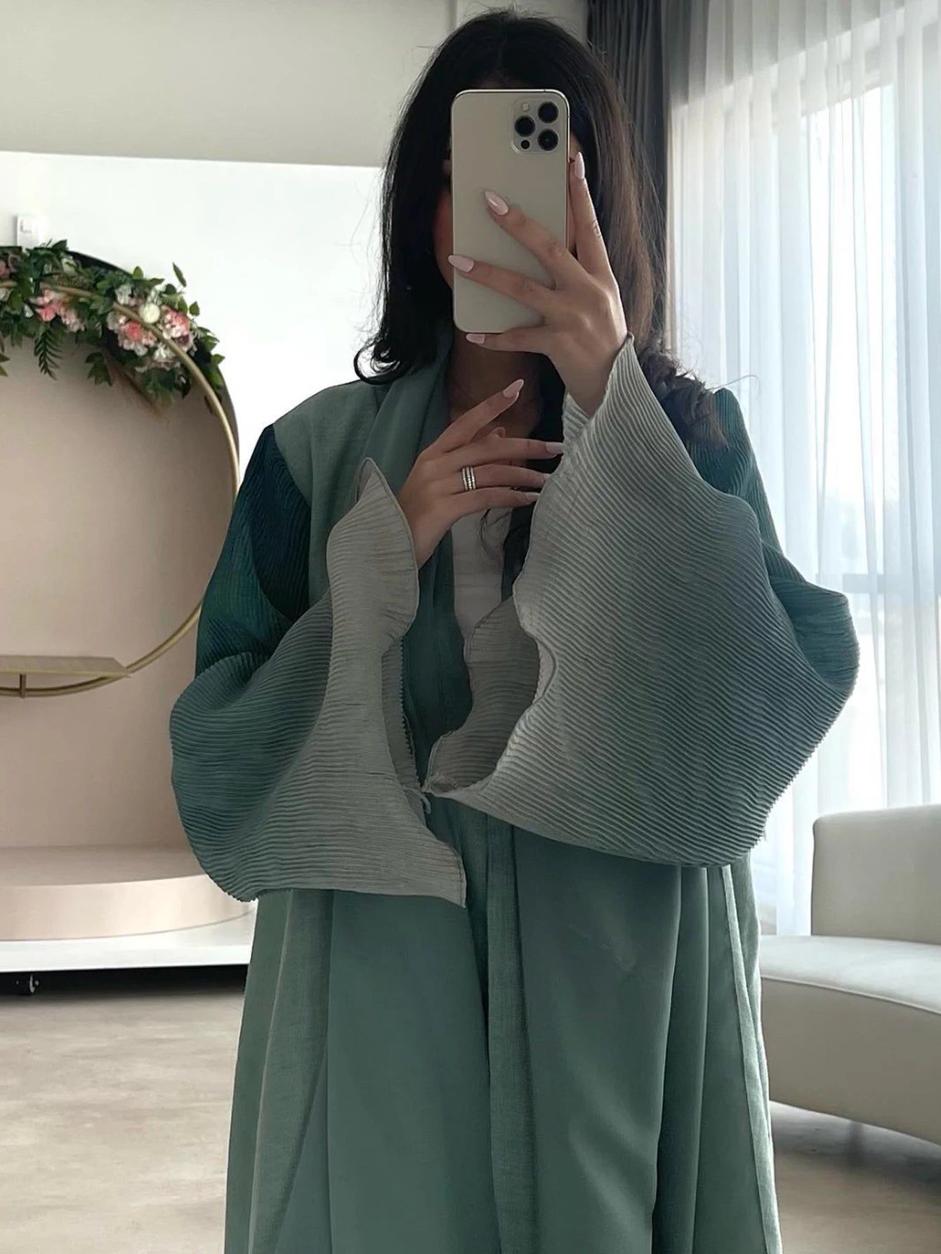 Flower Abaya - turquoise