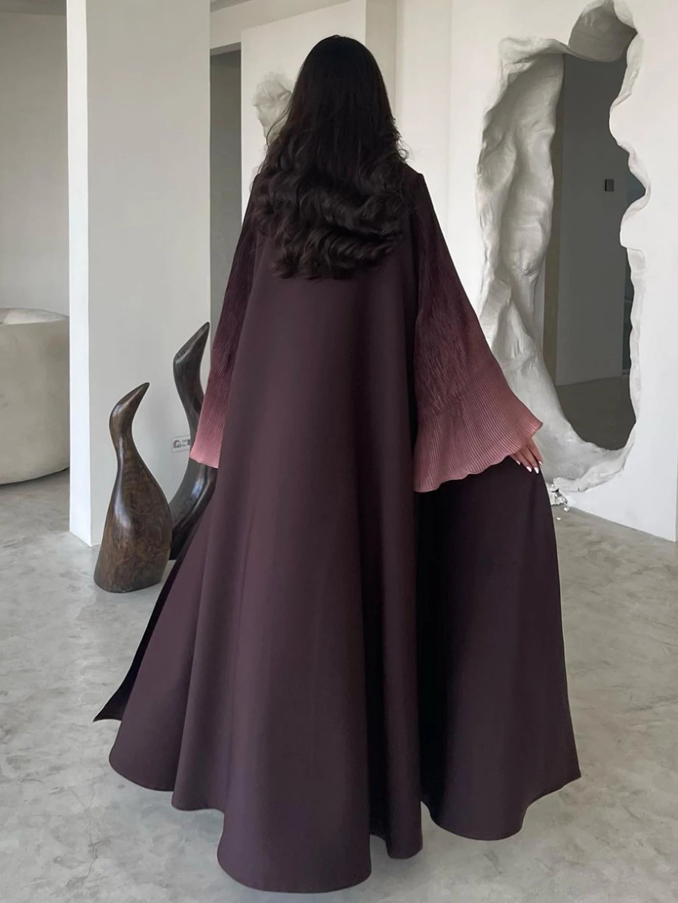 Flower Abaya - burgundy