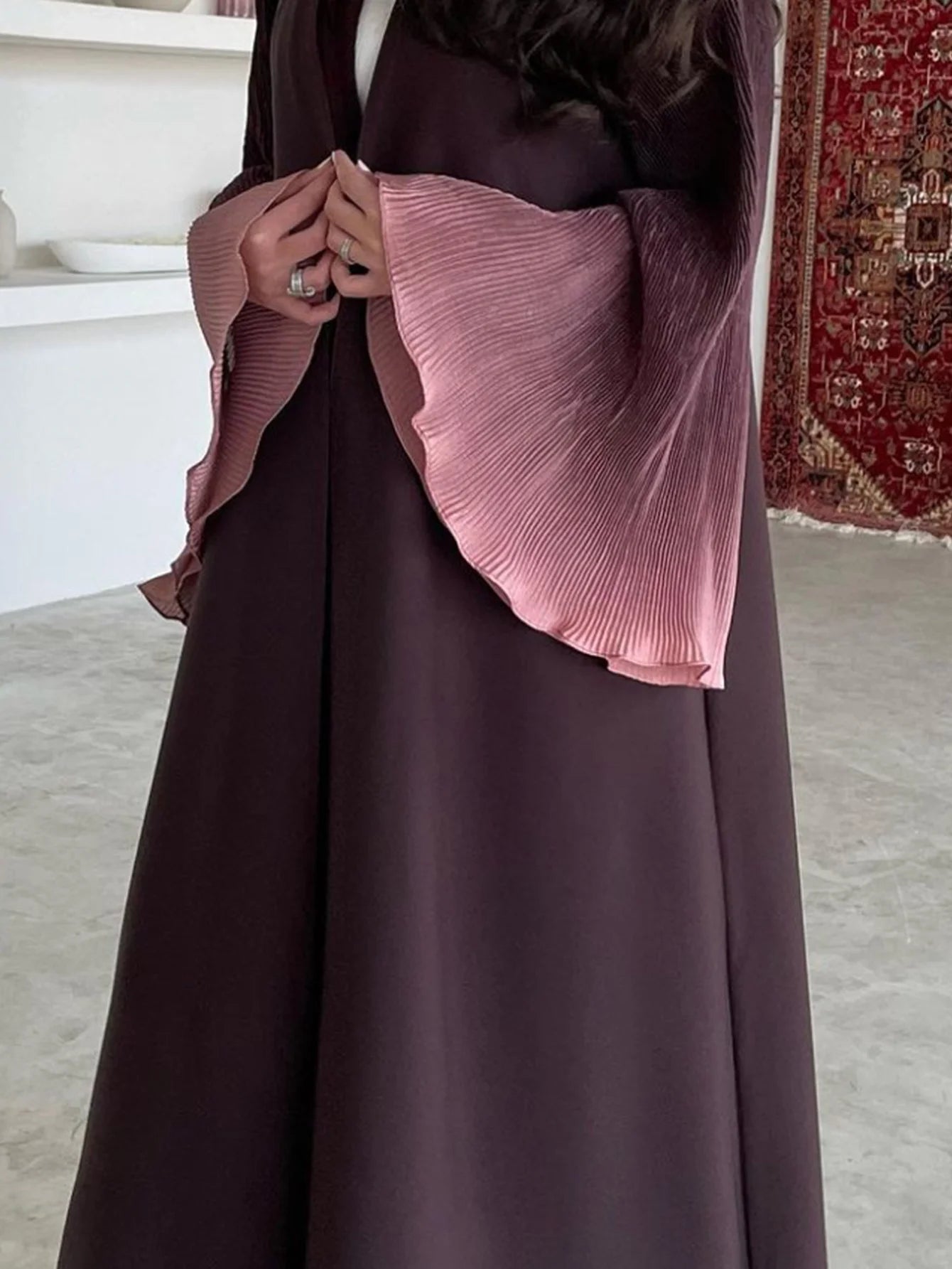 Flower Abaya - burgundy