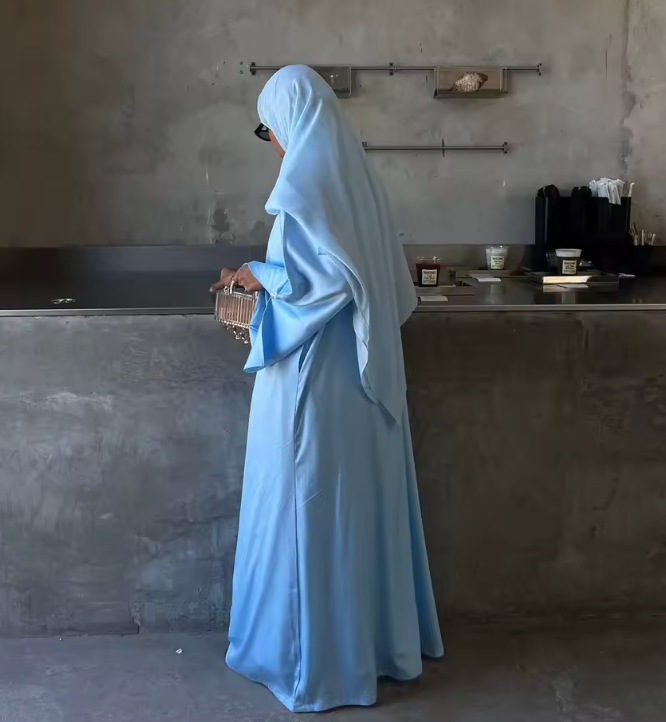 Satin Abaya - Blue