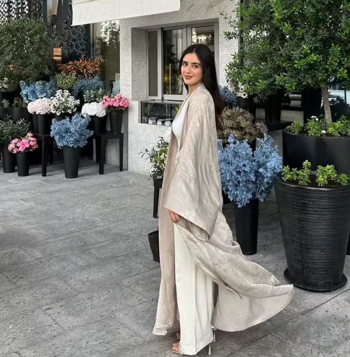 Shiny Satin Abaya - Gold