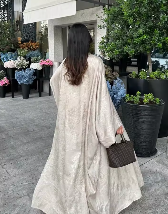 Shiny Satin Abaya - Gold