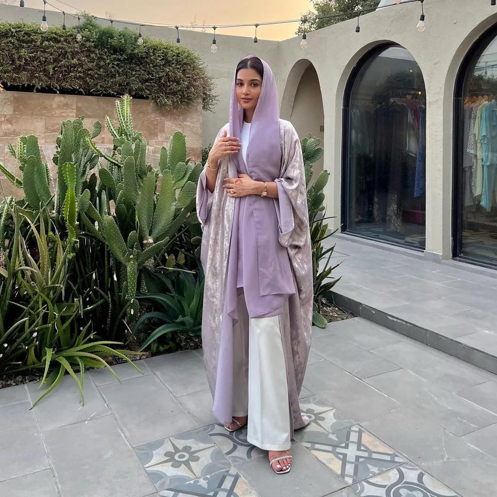 Shiny Satin Abaya - lilac