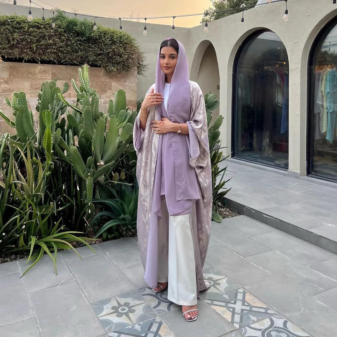 Shiny Satin Abaya - lilac