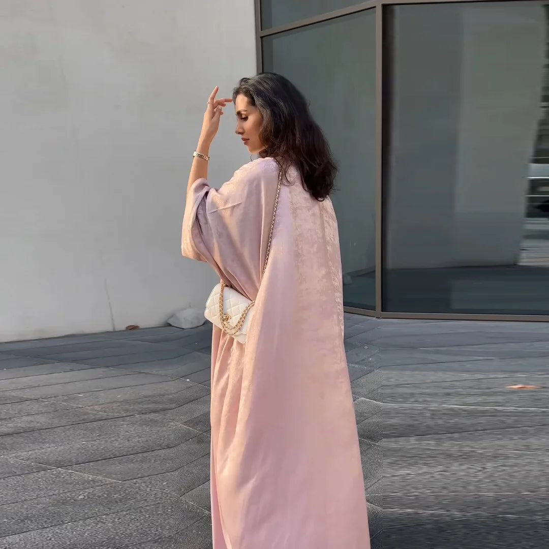 Shiny Satin Abaya - rose gold