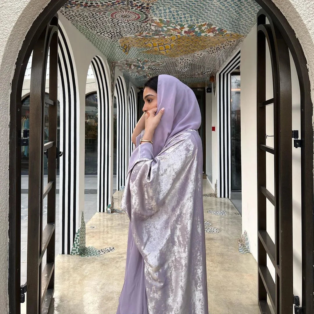 Shiny Satin Abaya - lilac