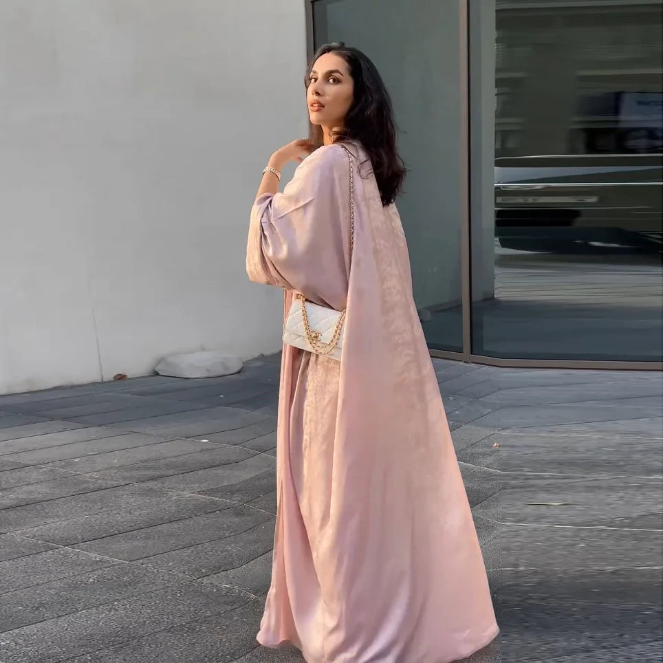Shiny Satin Abaya - rose gold